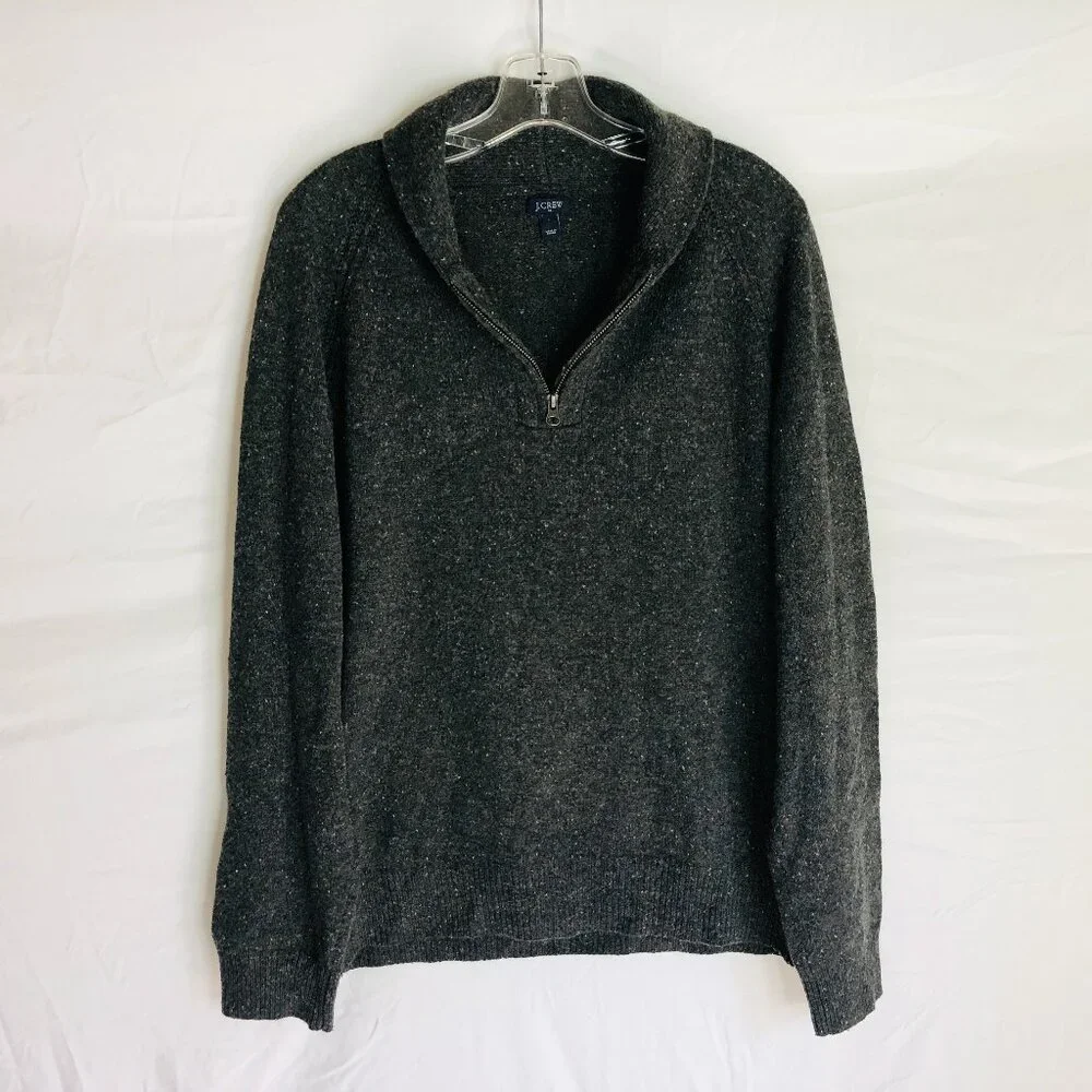 J. Crew Men's Size Large‎ Lambs Wool Mock Neck Gray Pullover Sweater